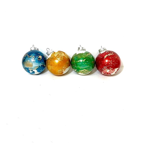ORIGINAL Alcohol Ink Jewel Tone Glass Christmas Ornament Set of 4, Colorful Tree - Picture 6 of 6